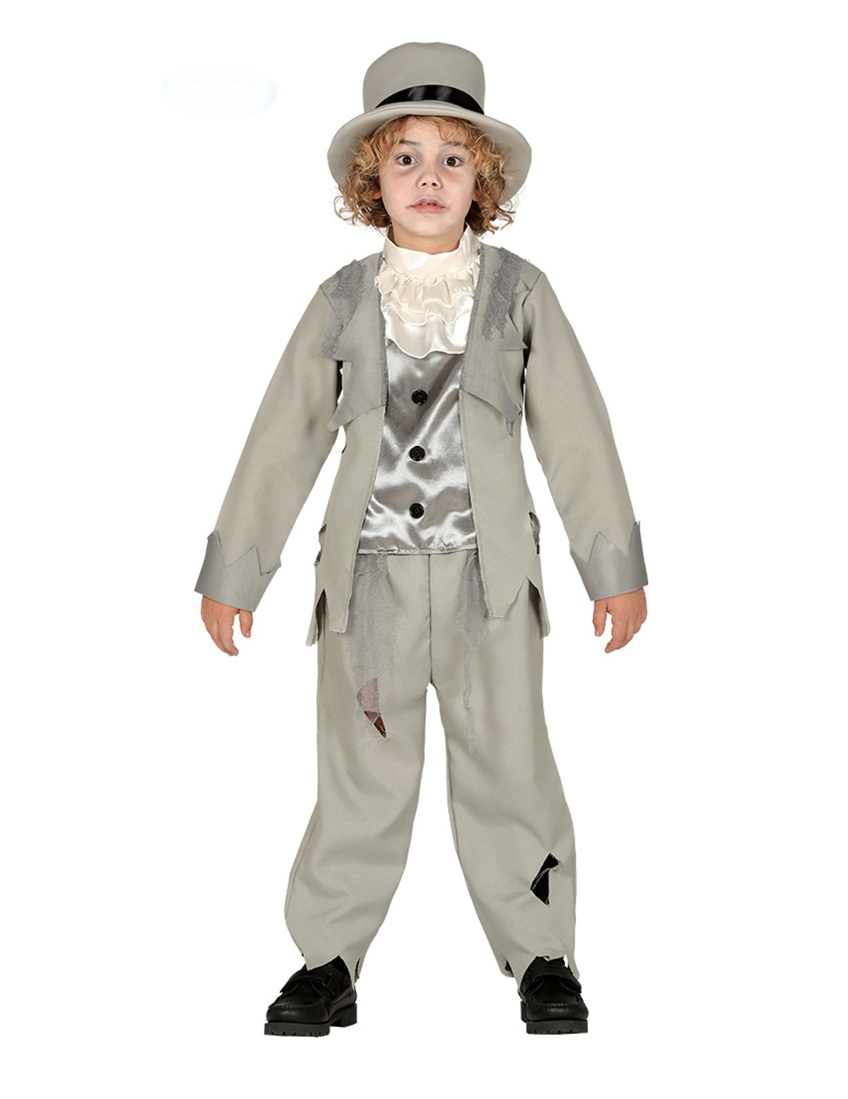 Déguisement jeune marié fantôme pour garçon gris avec chapeau