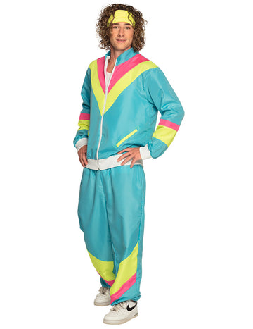 Moški neonsko modri retro jogging kostum