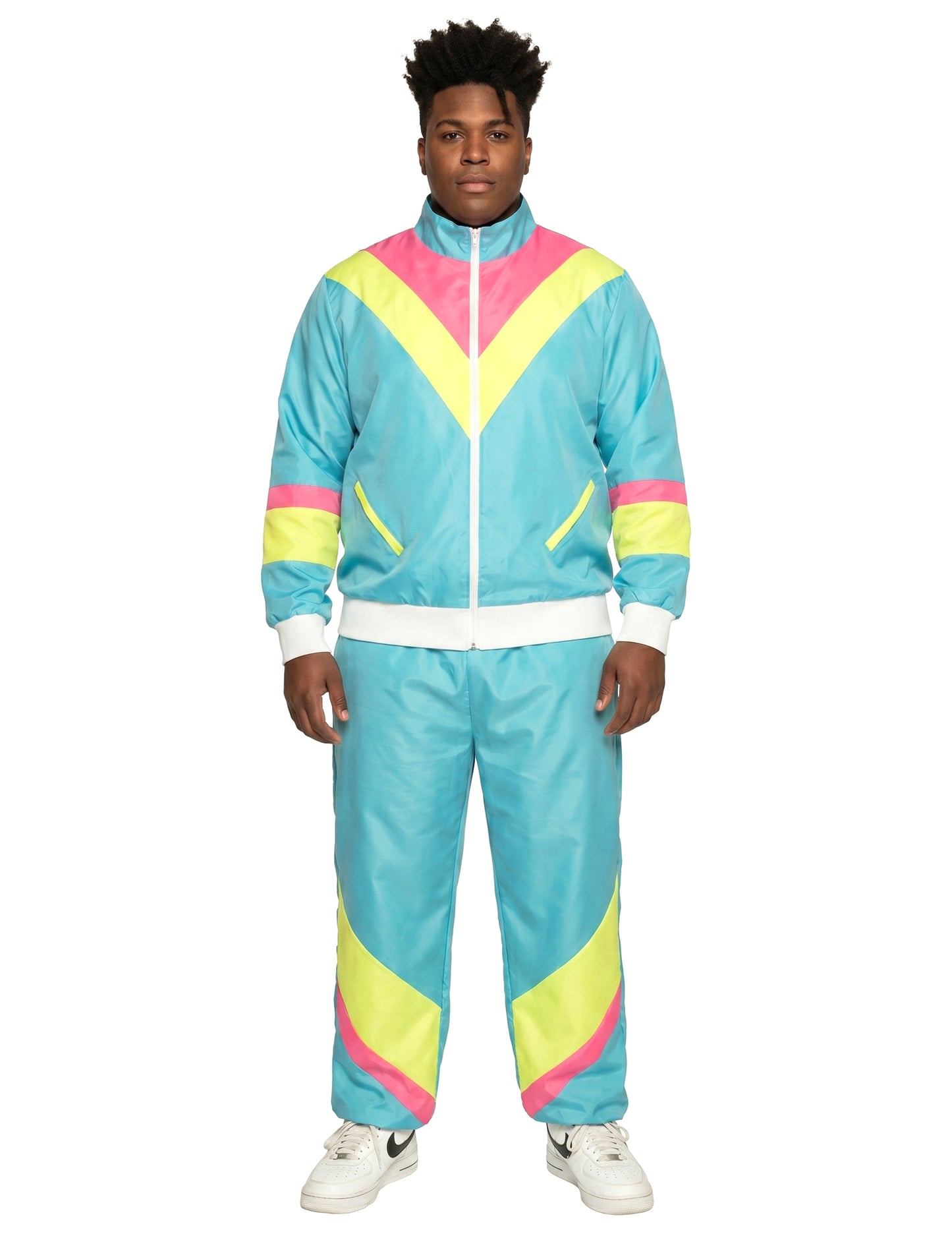 Moški neonsko modri retro jogging kostum