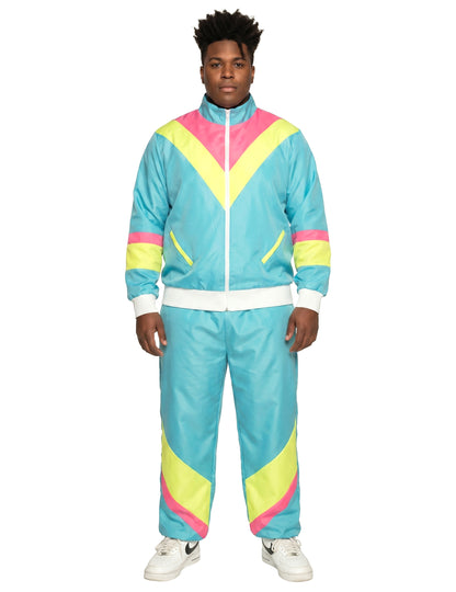 Moški neonsko modri retro jogging kostum