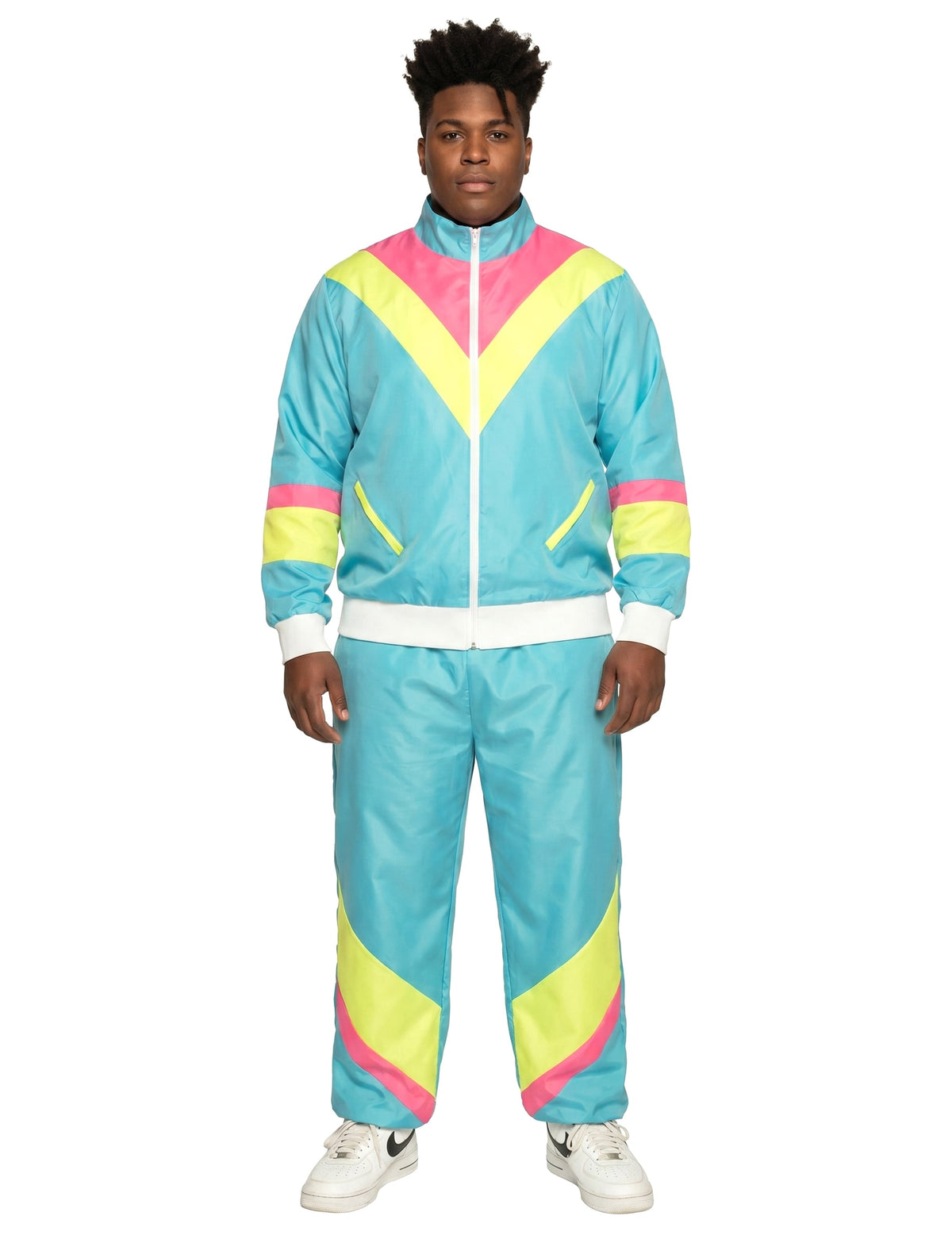 Moški neonsko modri retro jogging kostum