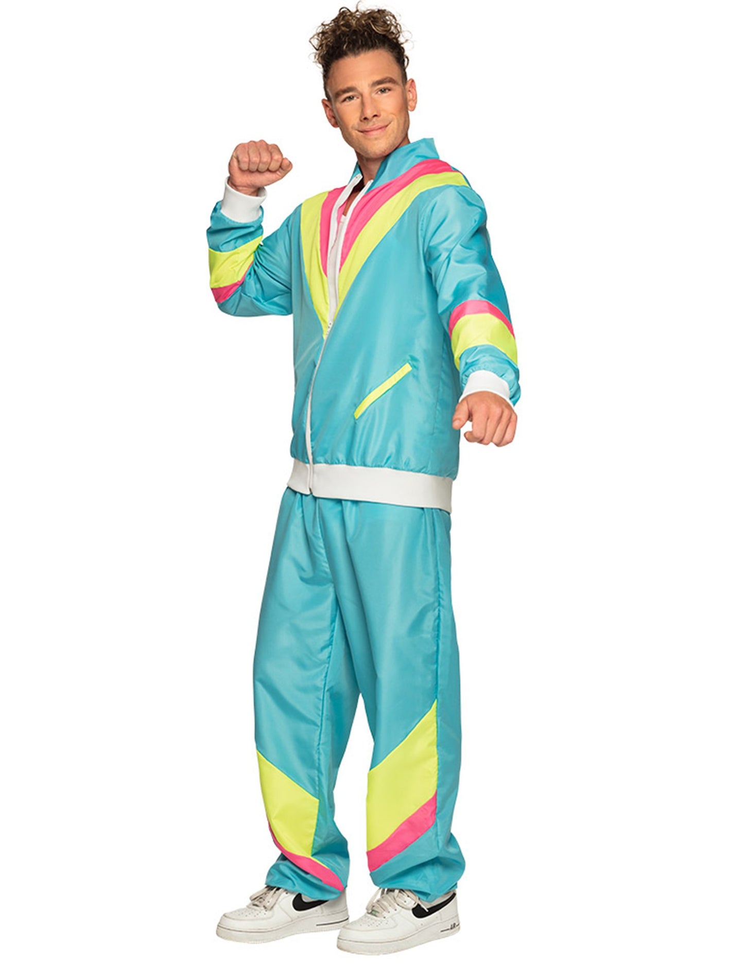 Moški neonsko modri retro jogging kostum