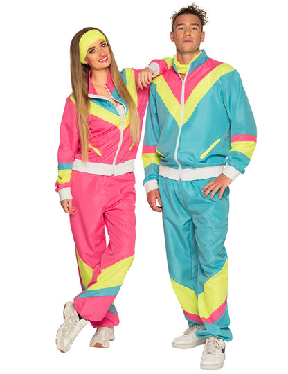 Moški neonsko modri retro jogging kostum