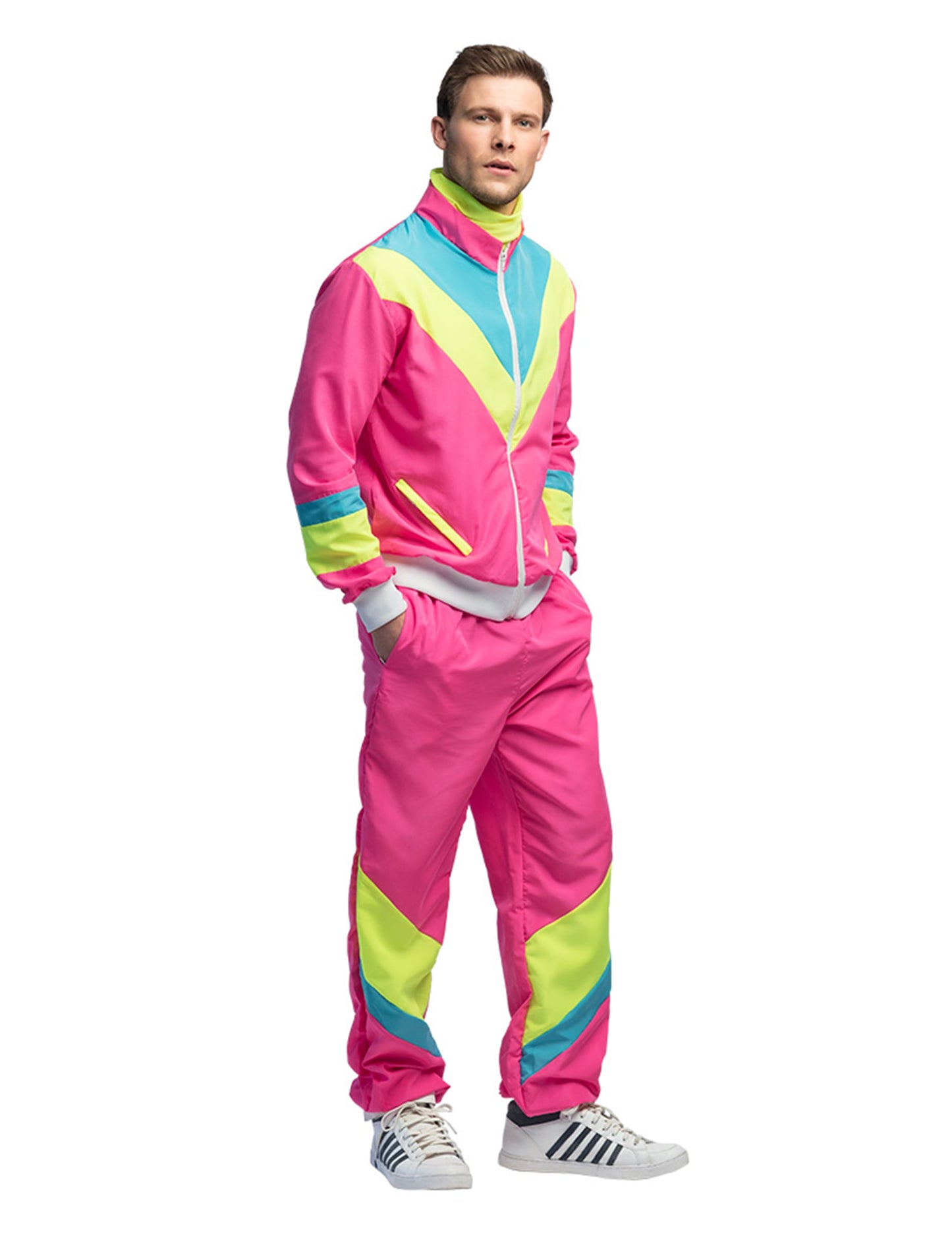 Moški neonsko roza retro jogging kostum