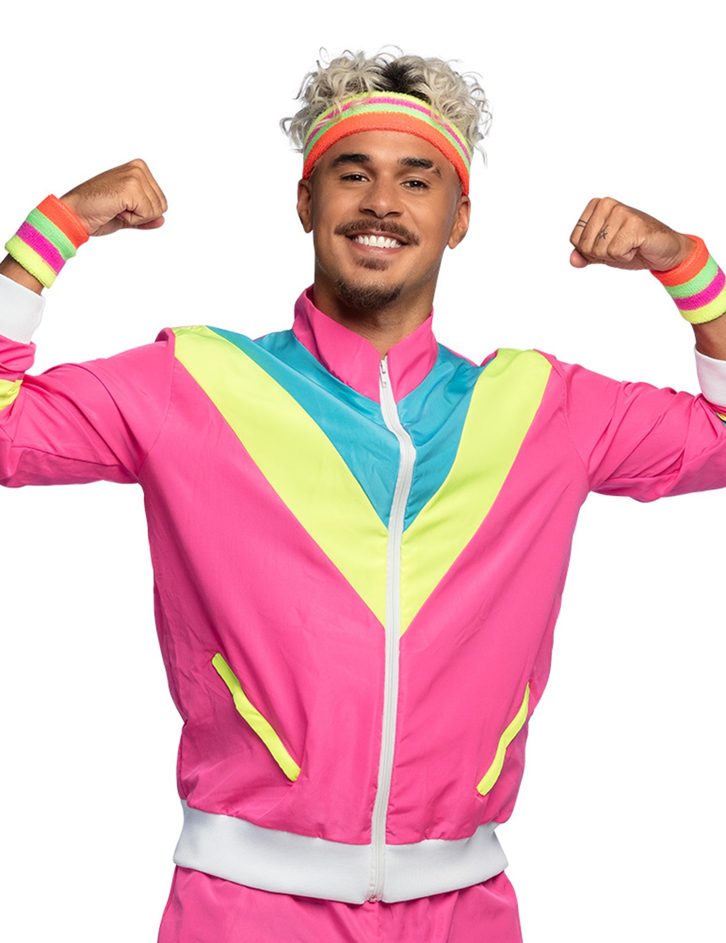 Moški neonsko roza retro jogging kostum