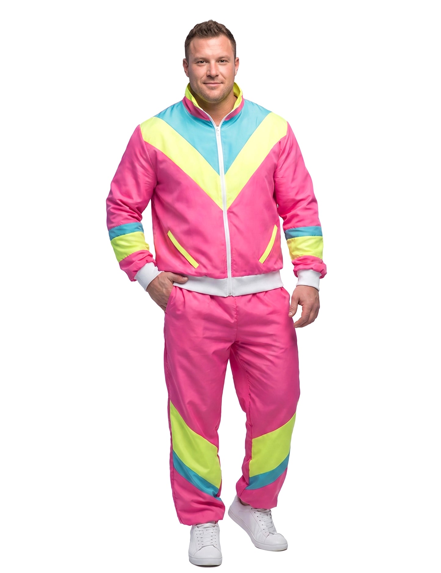 Moški neonsko roza retro jogging kostum