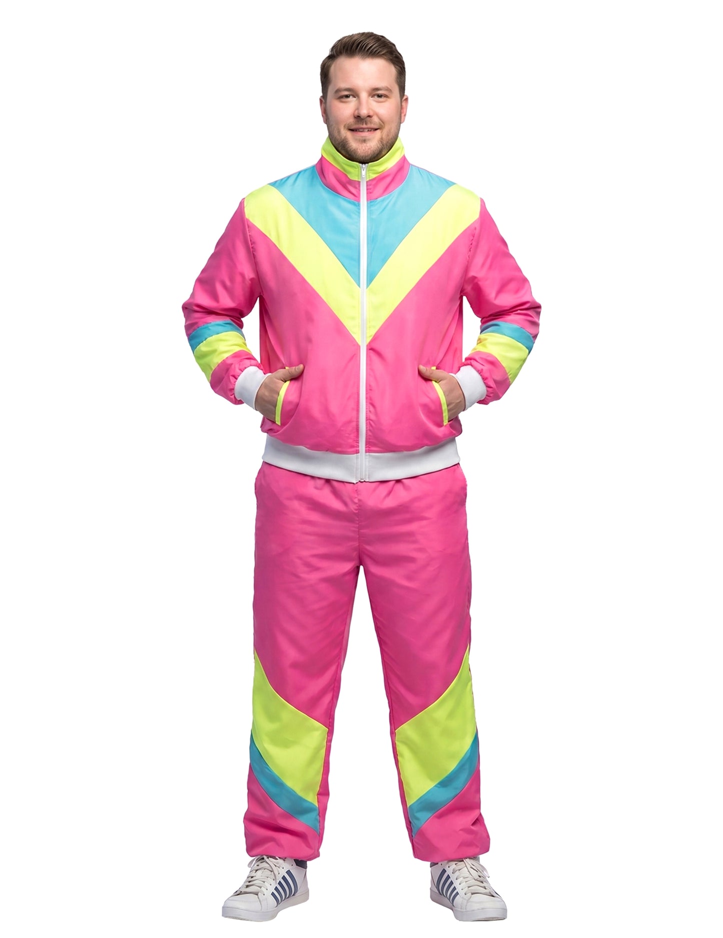 Moški neonsko roza retro jogging kostum