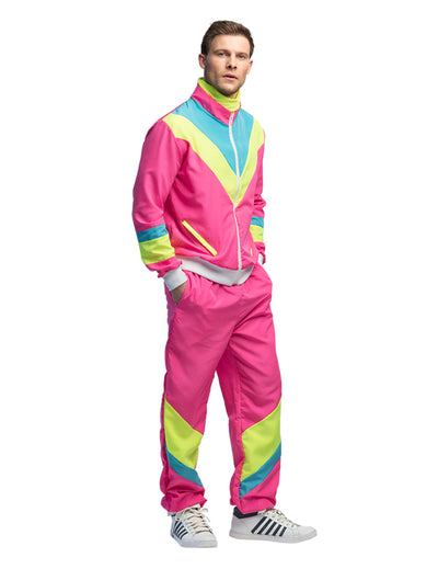 Moški neonsko roza retro jogging kostum
