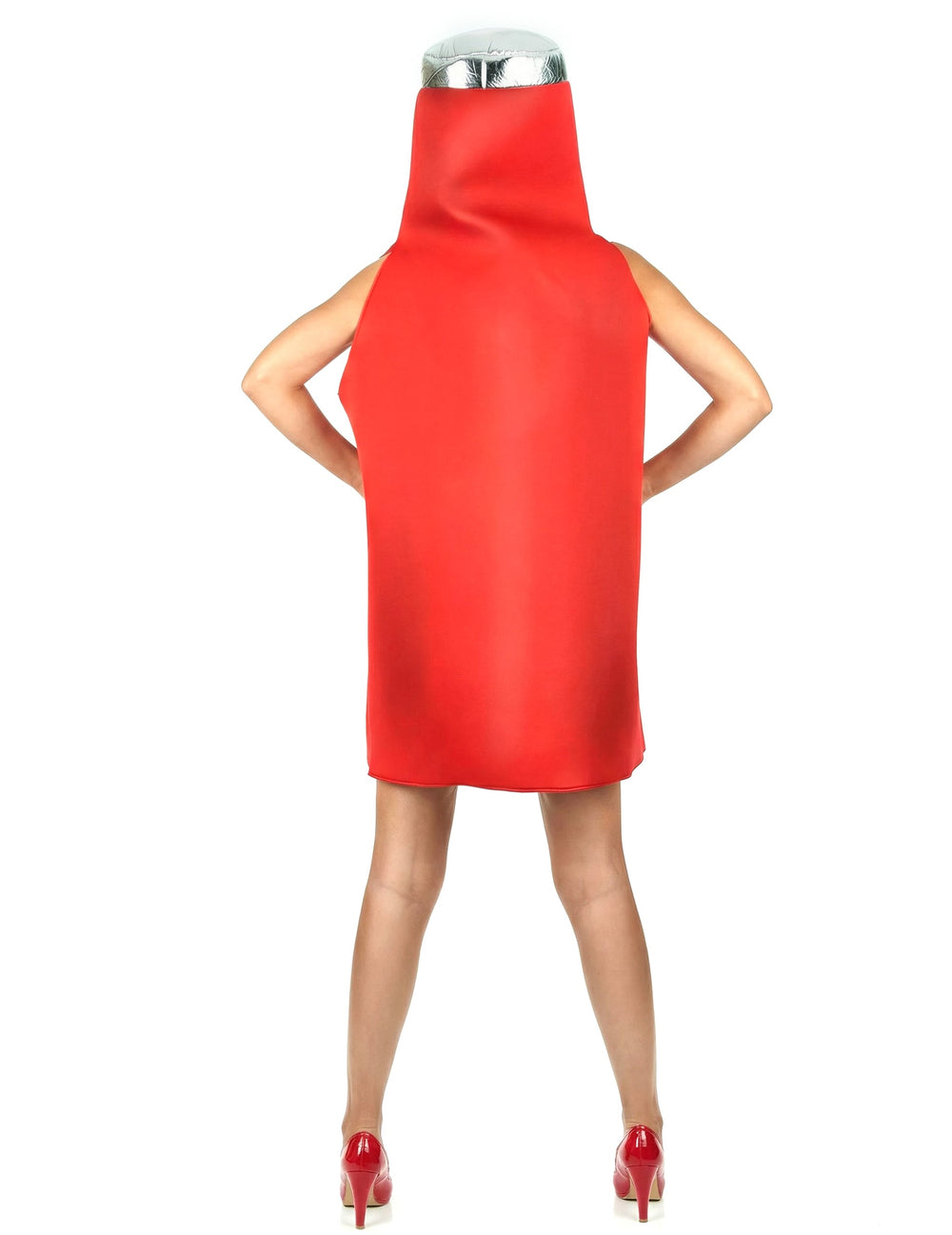Vue de dos du déguisement de ketchup pour adulte