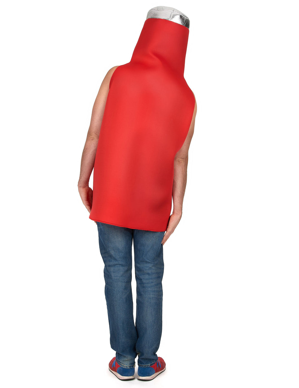 Vue de dos du déguisement de ketchup pour adulte