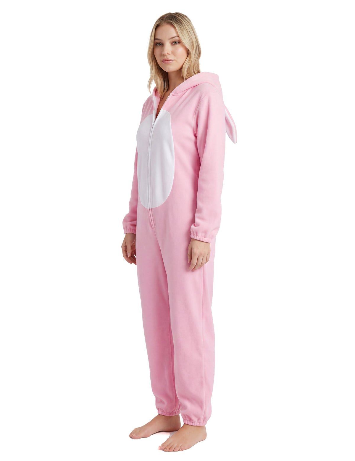 Vue de profil du déguisement de lapin pour femme