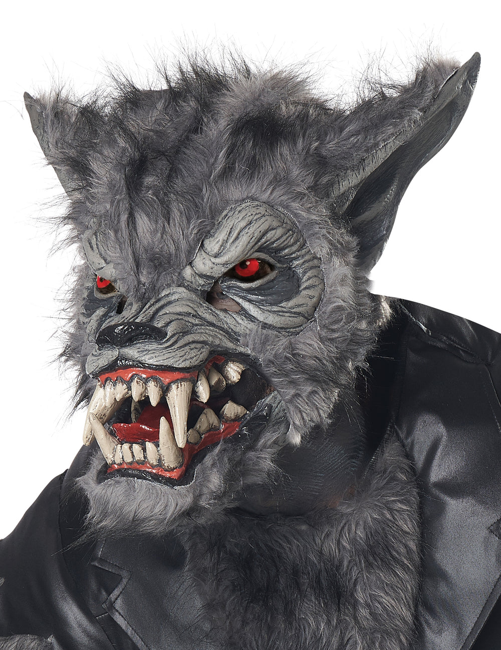 Vue de profil du masque du déguisement de loup-garou en perfecto luxe
