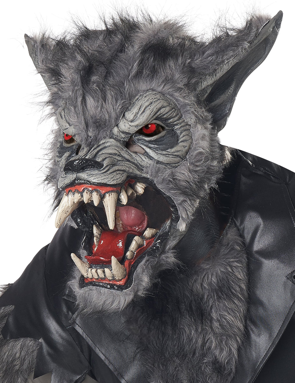 Gros plan sur le visage du déguisement de loup-garou en perfecto luxe