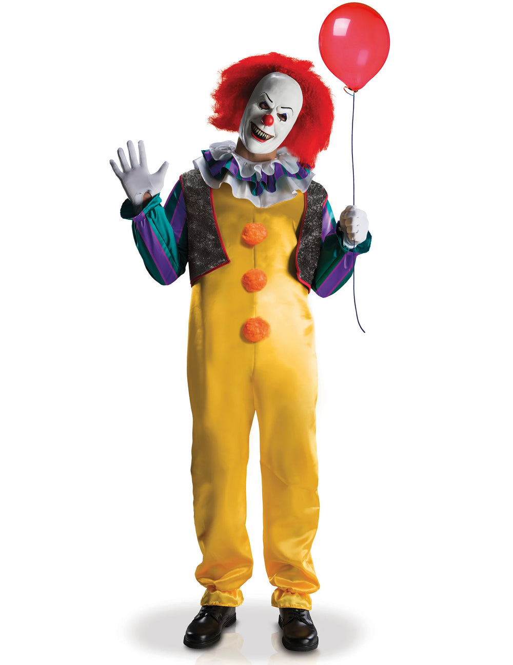 Vue avec ballon rouge du déguisement luxe clown Ça