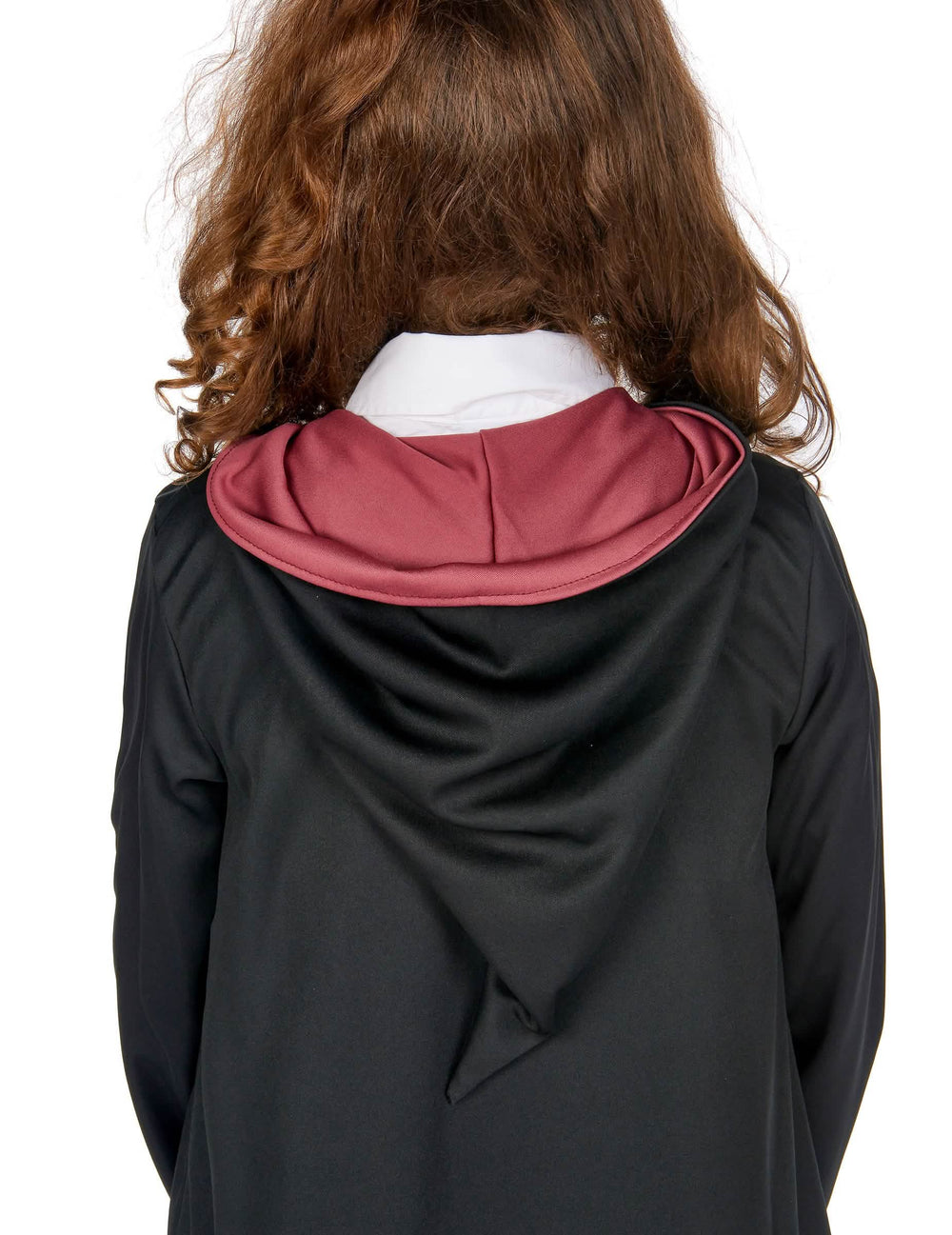 Pogled od zadaj na kapuco luksuzne čarovniške halje Gryffindor Harry Potter