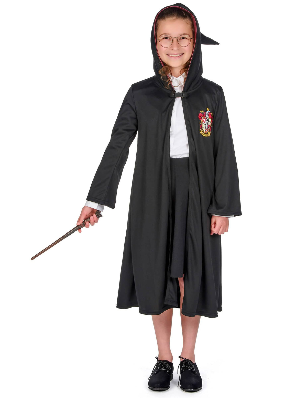 Plašč s kapuco, palico in očala luksuzne Gryffindorjeve čarovniške obleke Harry Potter