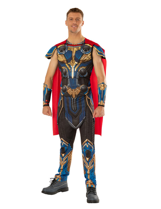 Déguisement luxe Thor Love and Thunder™ pour adulte bleu et or avec cape rouge