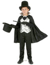 Déguisement de magicien pour garçon noir et argent avec cape et chapeau