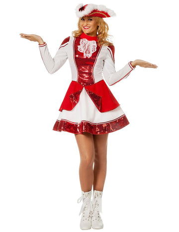 Ženski rdeče-beli mažoretki kostum