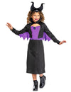 Déguisement Maléfique™ classique pour fille noir et violet avec serre-tête cornes