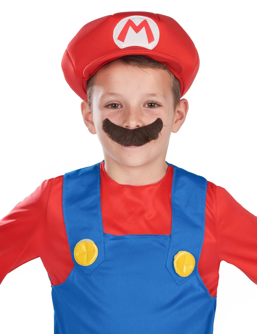 Veliki plan na brke in kapo otroškega kostuma Mario