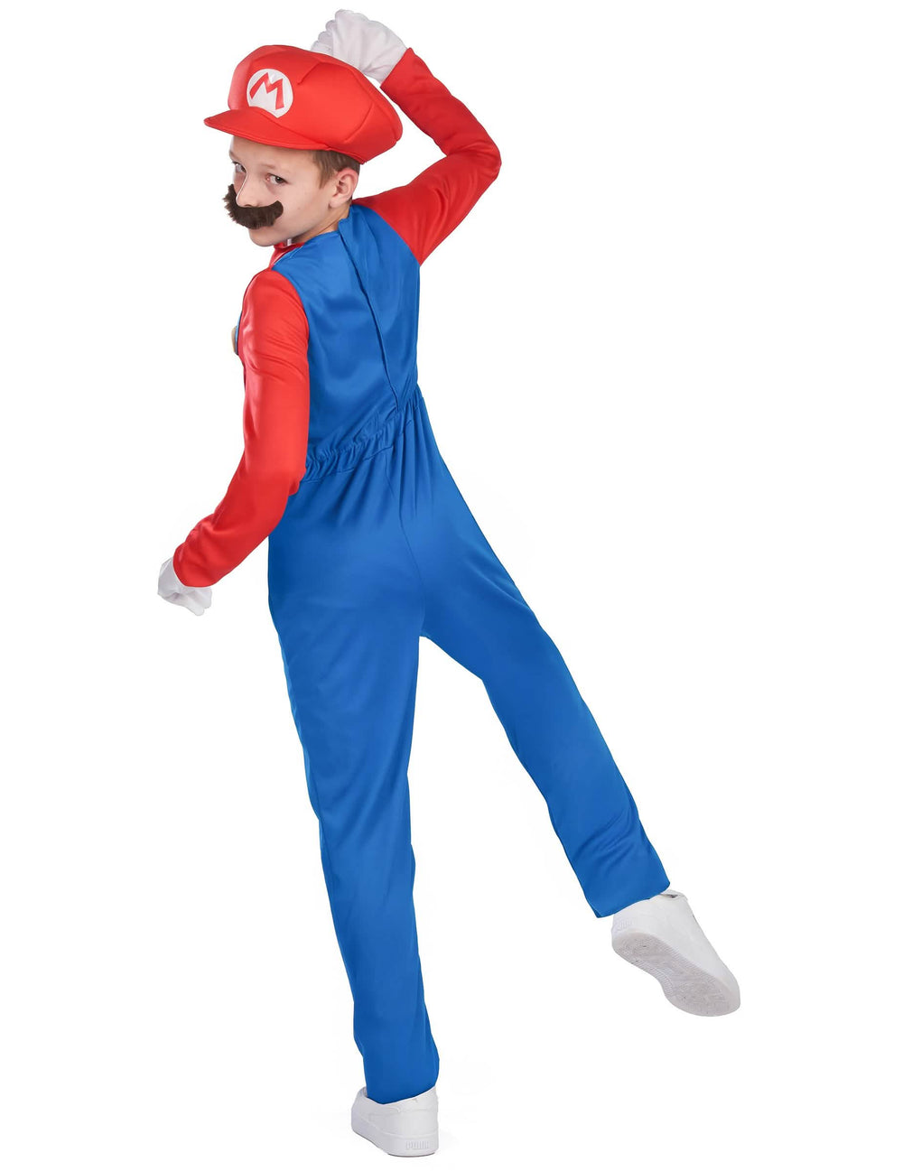 Pogled od zadaj na kostum kombinezon Mario