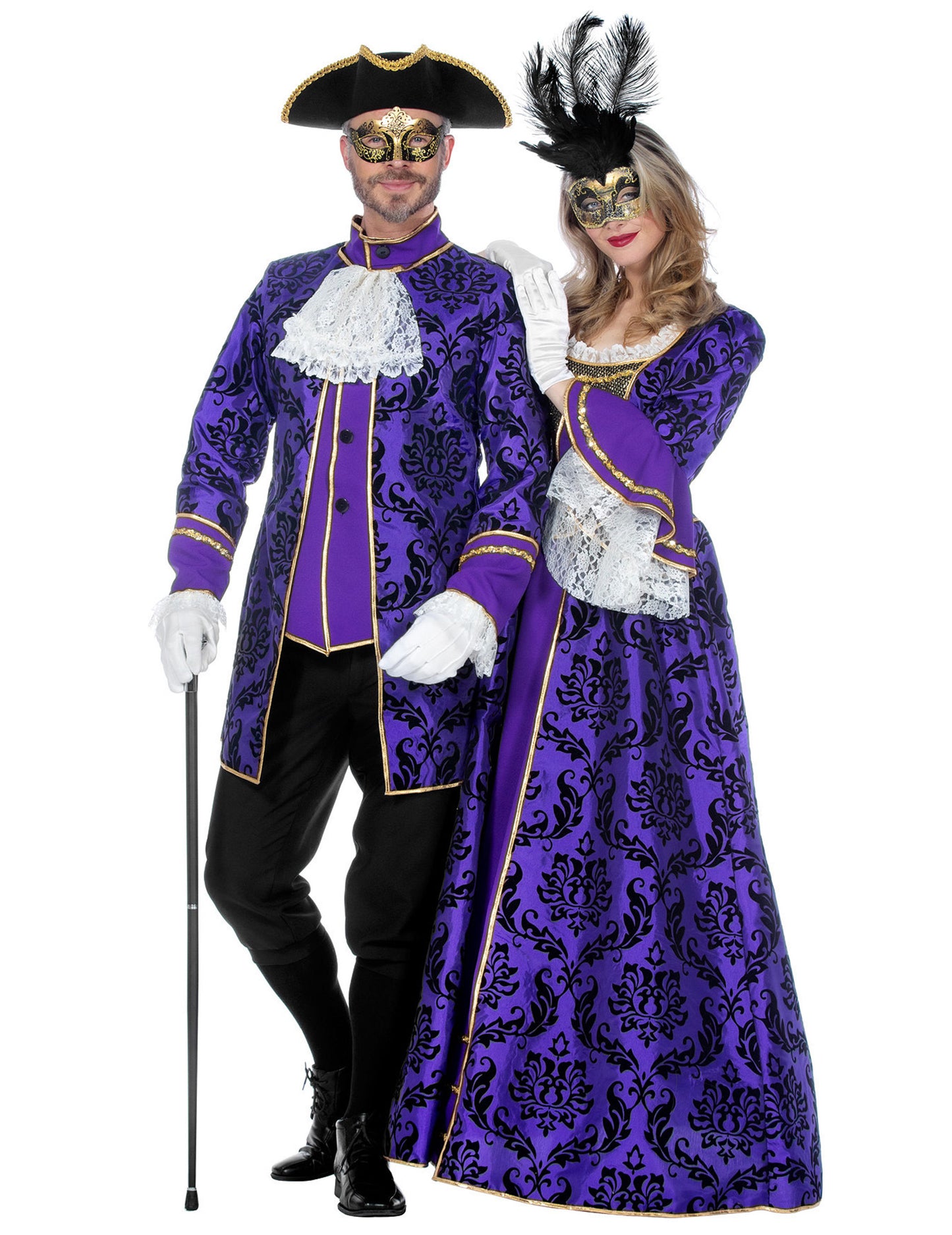 Razkošen vijoličen baročni kostum markize za ženske