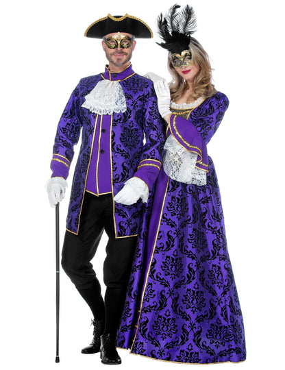 Razkošen vijoličen baročni kostum markize za ženske