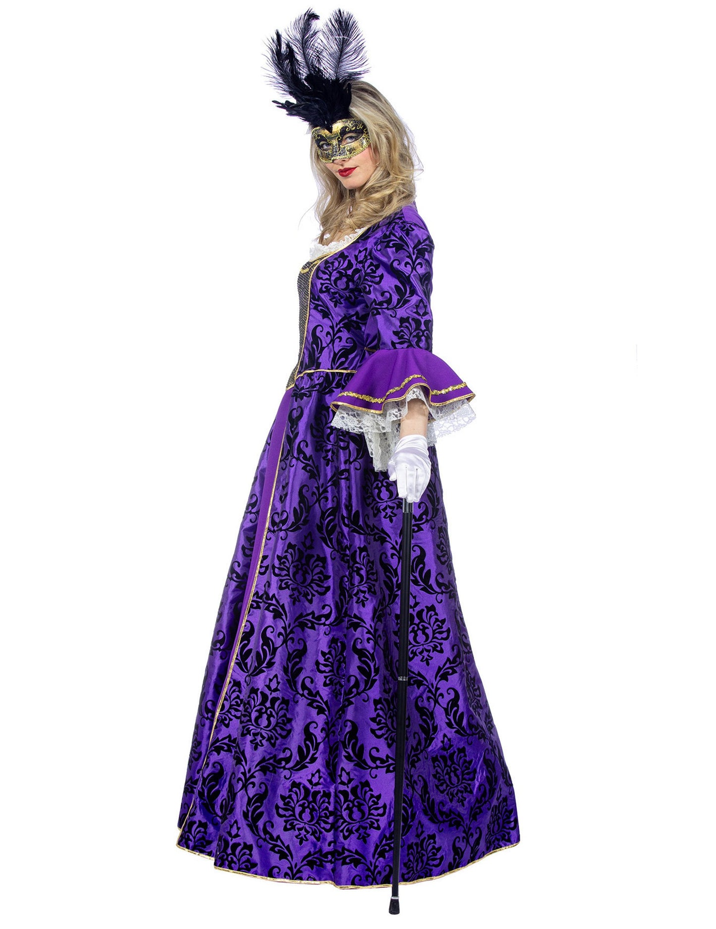 Razkošen vijoličen baročni kostum markize za ženske