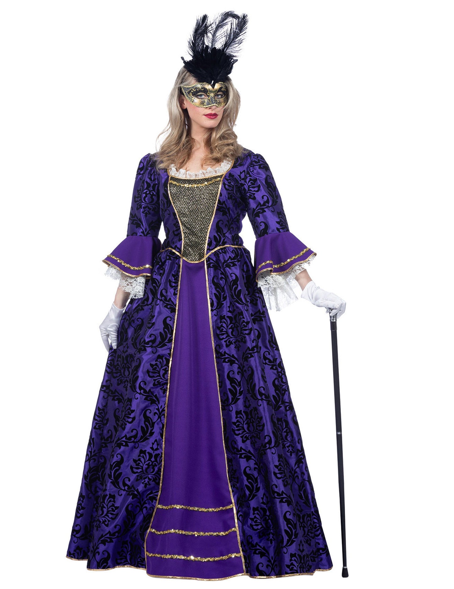 Razkošen vijoličen baročni kostum markize za ženske