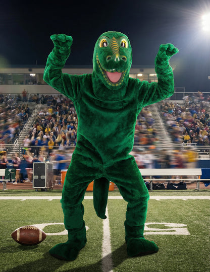 Bras levés du déguisement mascotte dinosaure