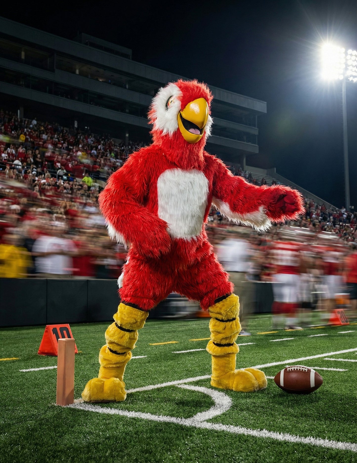 Kostum maskote rdeče papige za odrasle