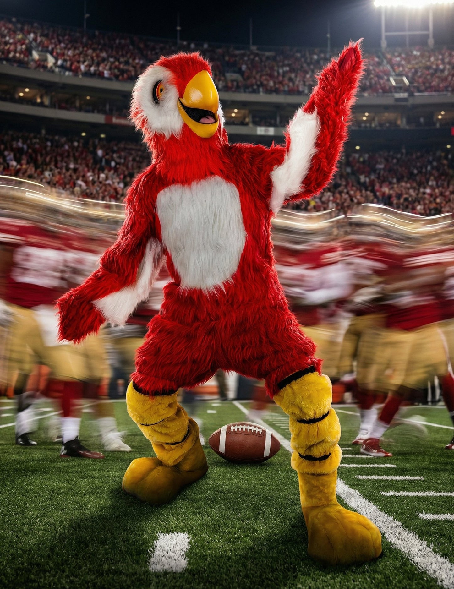 Kostum maskote rdeče papige za odrasle