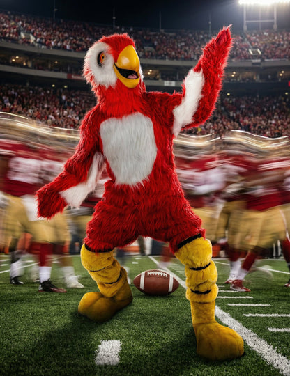 Kostum maskote rdeče papige za odrasle