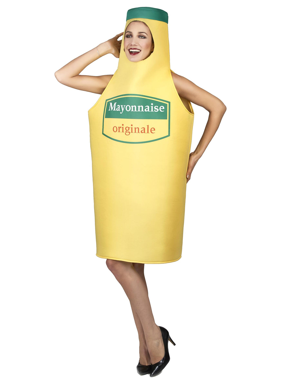 Vue de face du déguisement de bouteille de mayonnaise