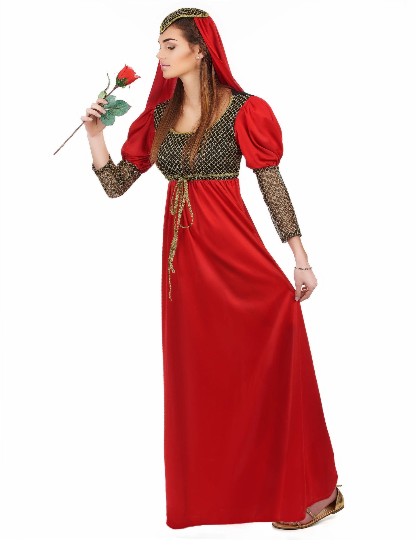 Rdeča srednjeveška preoblečena ženska