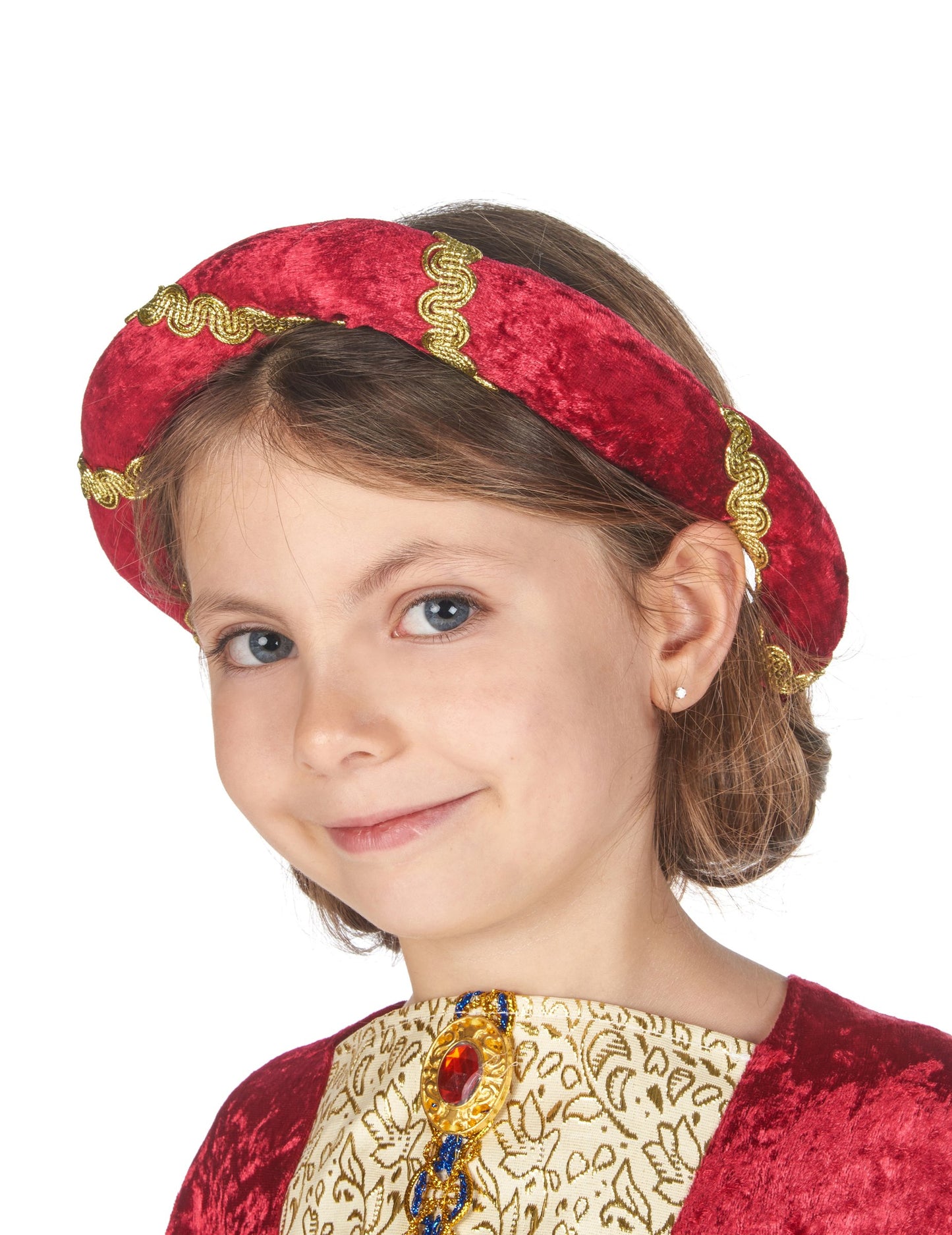 Povečan pogled na naglavno obleko obleke srednjeveške kraljice za dekleta