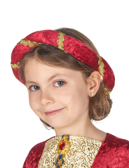 Povečan pogled na naglavno obleko obleke srednjeveške kraljice za dekleta