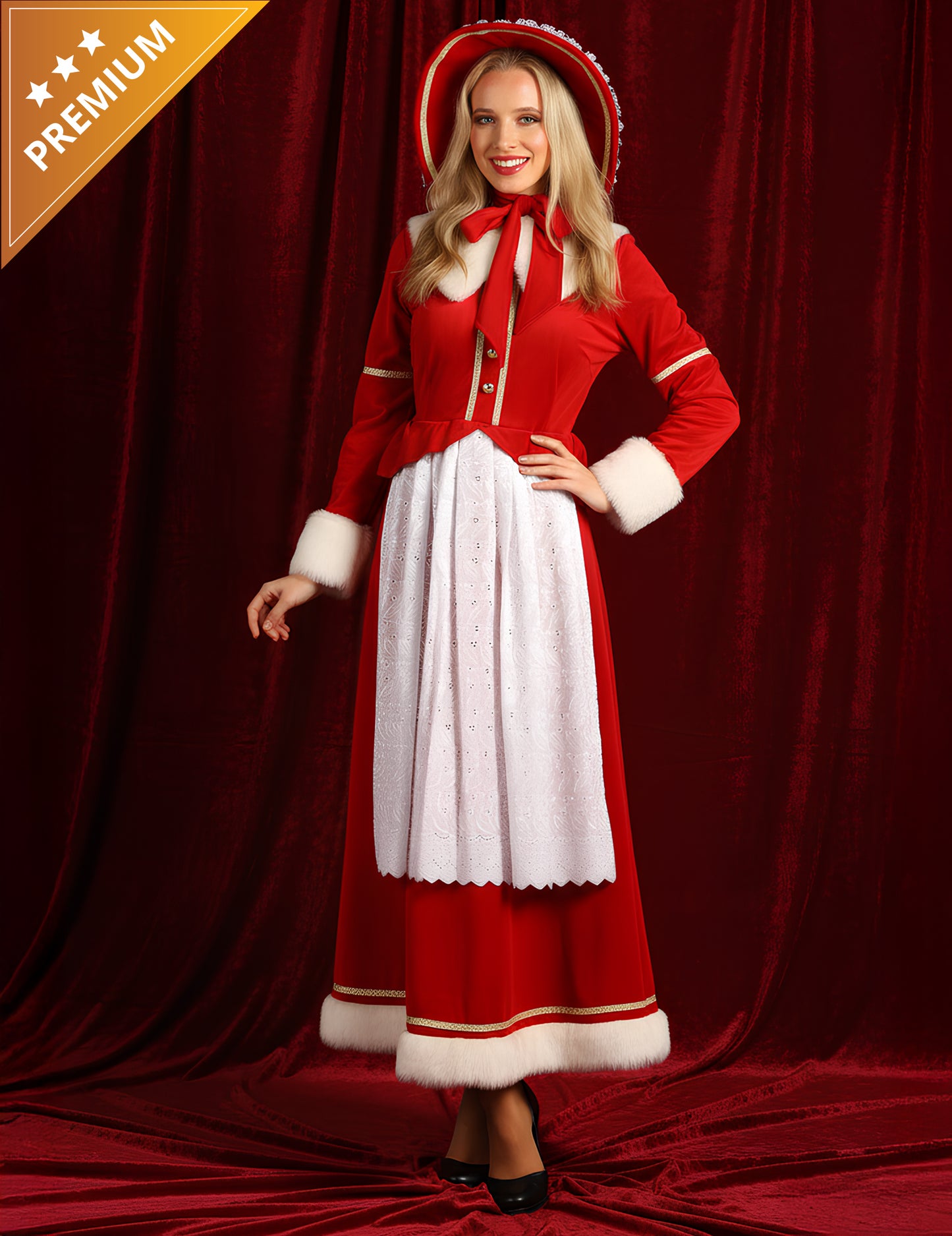 Tradicionalni kostum gospe Božičkove za ženske s predpasnikom