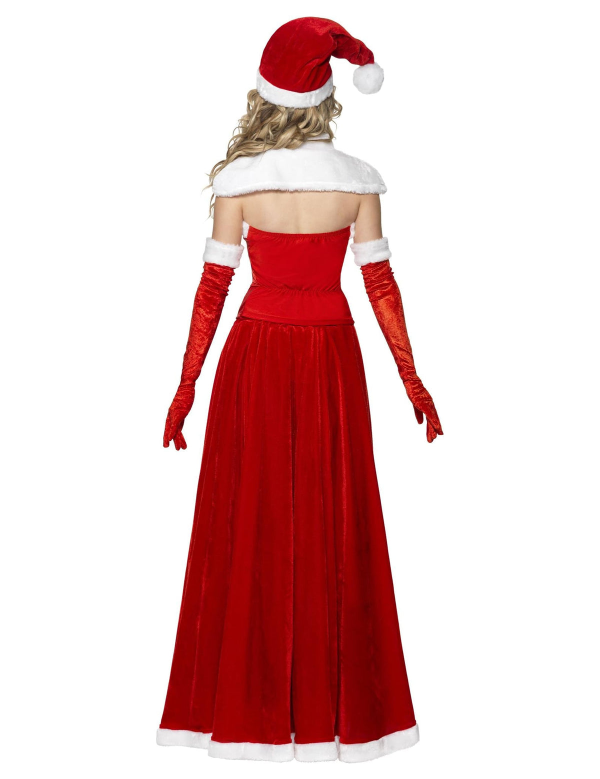 Vue de dos du déguisement robe longue Mère Noël luxe