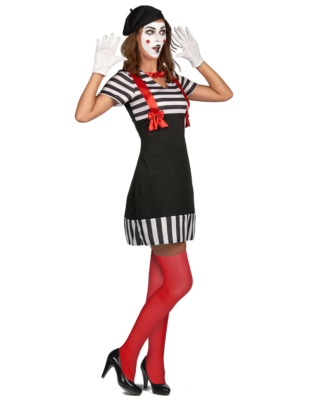 Vue de profil du déguisement de mime pour femme