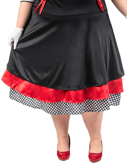 Mime kostum, črna in rdeča obleka, velika velikost za ženske