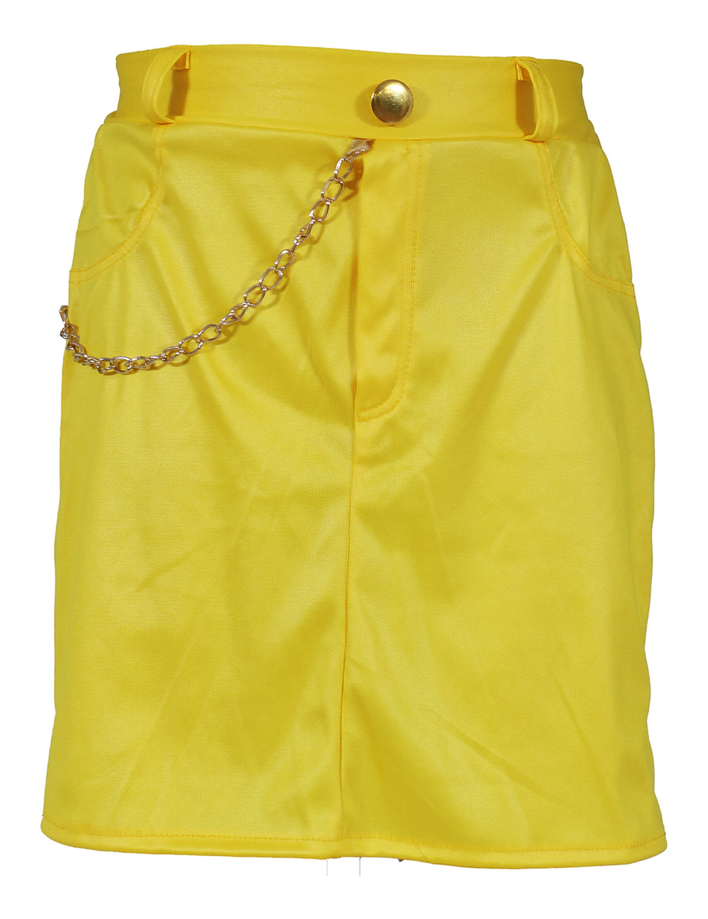 Détail de la jupe jaune avec chaînette du déguisement miss Kpop