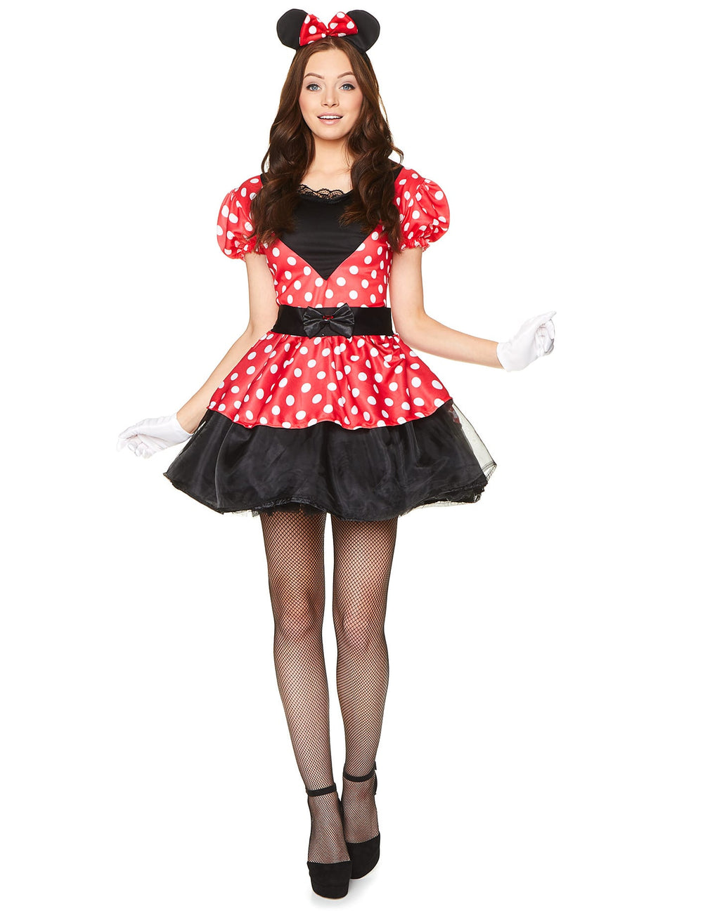 Vue de face du déguisement Miss Mouse pour femme