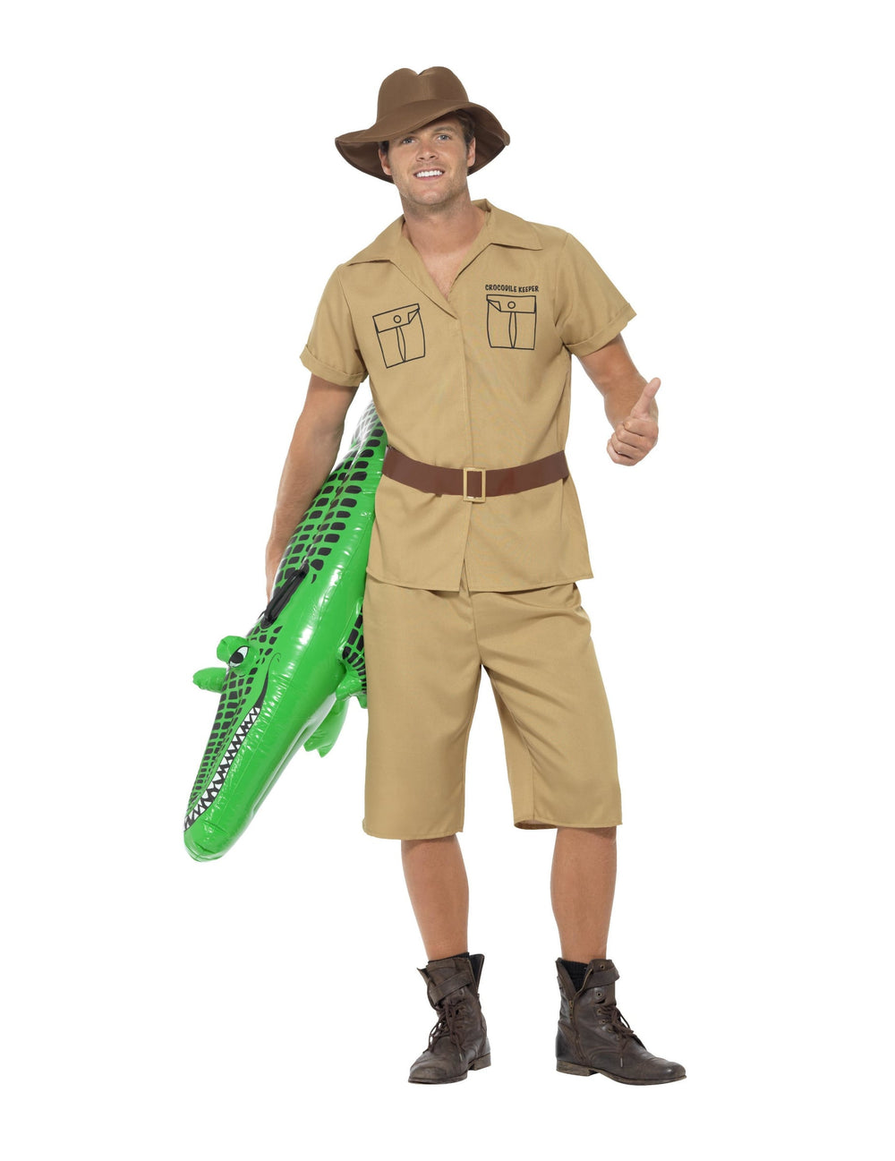 Vue de face du déguisement monsieur crocodile pour homme