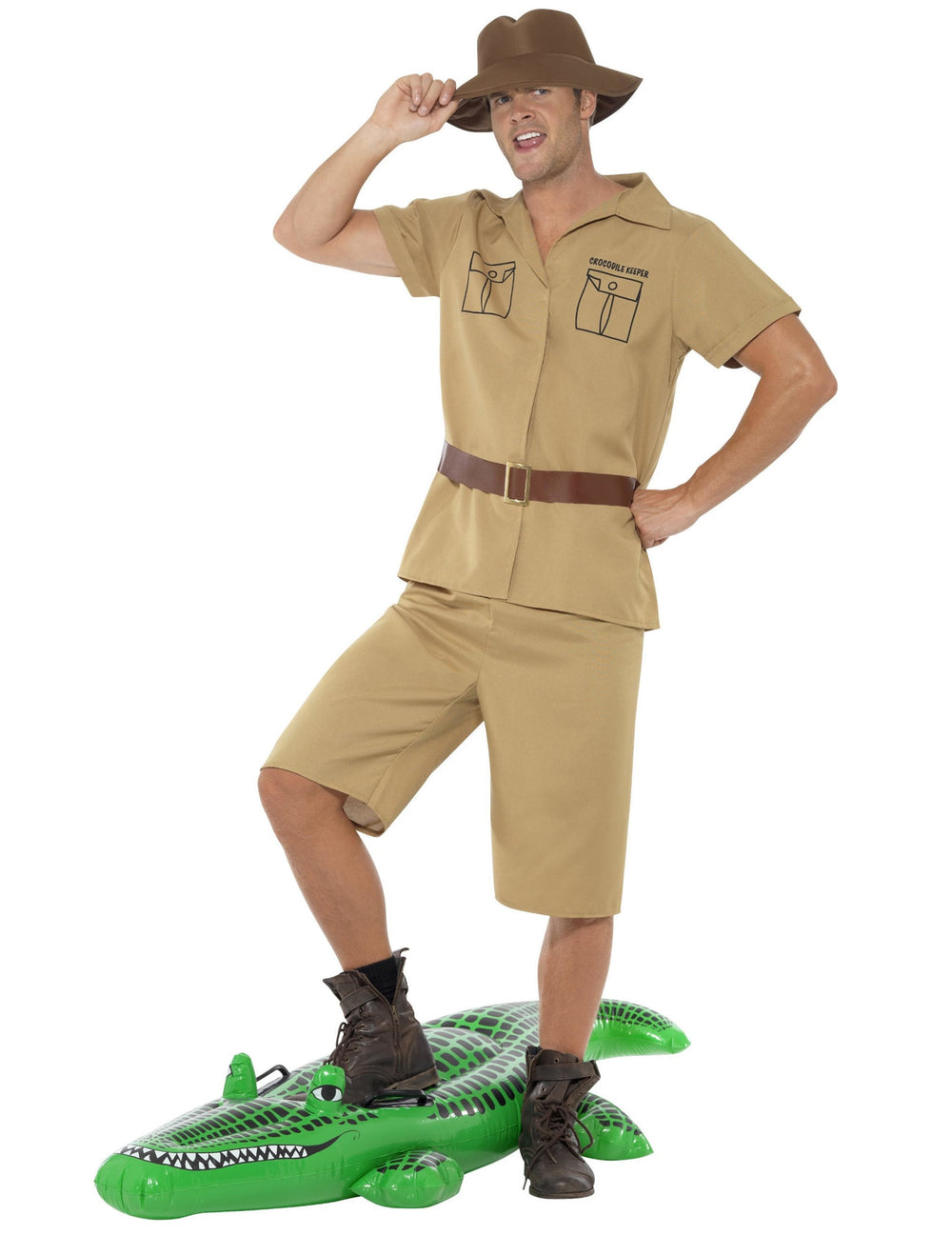 Déguisement monsieur crocodile pour homme beige avec chapeau