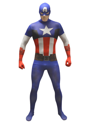 Klasični kapetan America Morphsuits za odrasle preobleke