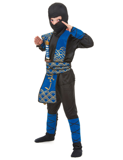 Modra in zlata ninja kostum
