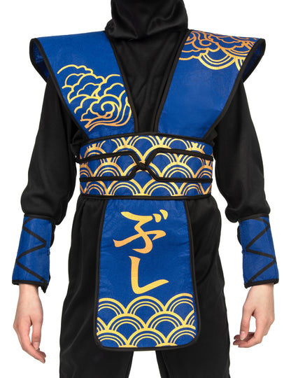 Modra in zlata ninja kostum
