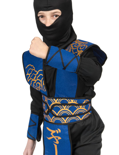 Modra in zlata ninja kostum